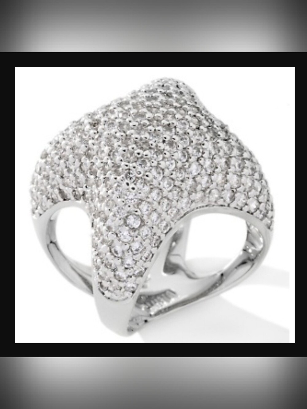 Serena Williams Pavé Dome Silvertone Lucky Ring in with Clear Crystals